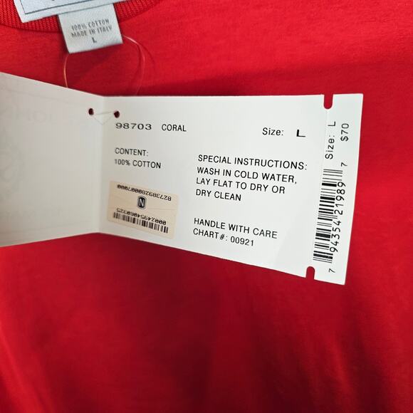 VTG St. John Sport By Marie Gray Red Coral Shirt Top Womens Large NWT Made Italy - Picture 3 of 7